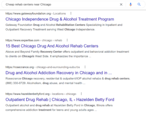 local keyword rankings, addiction treatment